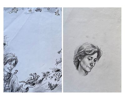 Граблевская Ольга Венедиктовна (род. 1965). Составной лот: оригинал иллюстрации и вариант к ней 