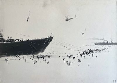 Батынков Константин Александрович (род. 1959). Бурлаки. 2007. Холст, акрил. 50 &times; 70 см. В 