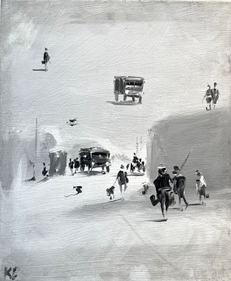 Батынков Константин Александрович (род. 1959). Среда. 2007. Холст, акрил. 30 &times; 25 см. В левом 
