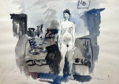 Бирштейн Макс Авадьевич (1914—2000). Обнажённая. 1991. Бумага, тушь, акварель, перо. 36 &times; 51 
