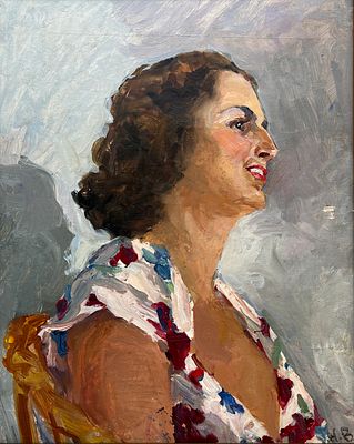Ватолина Нина Николаевна (1915—2002). Летний портрет. 1951. Картон, масло. Размер изображения: 