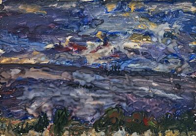 [Нонконформизм] Гольдман Адольф Исаакович (1933—2013). Пейзаж. 1980-е. Бумага, темпера, гуашь 