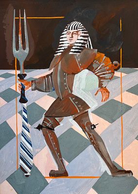 Гороховский Евгений Эдуардович (1951—2021). Дворянин с вилкой. Эскиз костюма. 1980-е. Бумага 