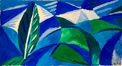 Калаушин Борис Матвеевич (1929—1999). Пейзаж в синих тонах. 1966. Бумага, гуашь. 36 &times; 64 см. В 