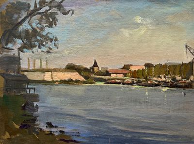 Карвовский Алексей Васильевич (1903—1976). Вечер в Женевилье. 1945. Холст, масло. 25 &times; 34 см. 