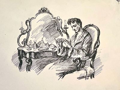 Ванециан Арам Врамшапу (1901—1971). 
Вечерний туалет господина. Бумага, тушь, перо. Размер 