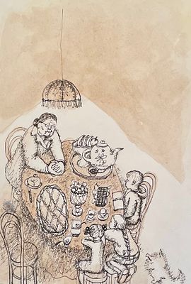Фадеева Ольга Алексеевна (род. 1980). Чаепитие. Иллюстрация из журнала &laquo;Чиж и Ёж&raquo; (СПб.: Чиж и 