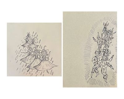 Штейман Анна Савельевна (род. 1970). Составной лот: две иллюстрация из журнала &laquo;Чиж и Ёж&raquo; 