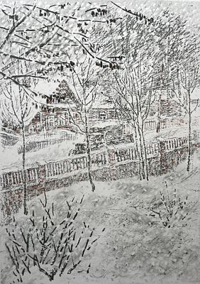Алымов Александр Сергеевич (1942 — 1989). Зима. 1970-е. Бумага, литография. Размер изображения: 