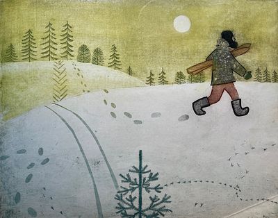 Алымов Александр Сергеевич (1942 — 1989). На прогулку. 1970-е. Бумага, цветная литография. 
