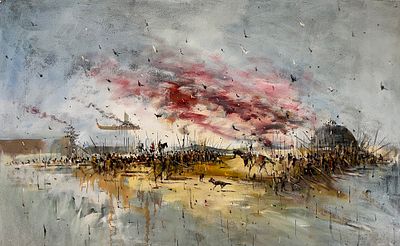 Батынков Константин Александрович (род. 1959). Рубикон. 2023. Винил, акрил. 106 &times; 167. На 
