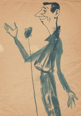 Беломлинский Михаил Самуилович (1934 — 2020). Шарж на композитора Оскара Фельцмана. 1960-е гг. 