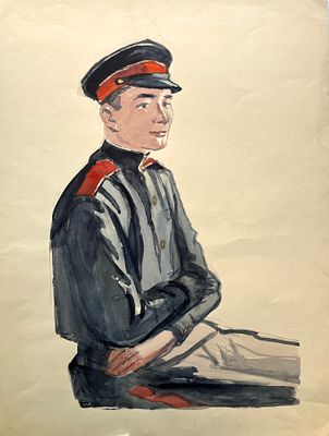 Билль Александра Феликсовна (1914 — 1992). Суворовец. 1940-е гг. Бумага, акварель. 55 &times; 41 см. 