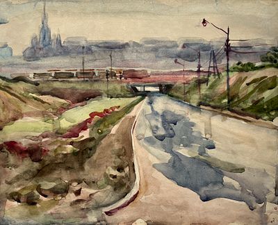 Боровская Анна Казимировна (1901 — 1984). Дорога. 1960-е гг. Бумага, акварель. 29 &times; 36 см. Анна 