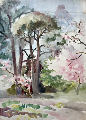 Боровская Анна Казимировна (1901 — 1984). Пейзаж. 1960-е гг. Бумага, акварель. 46 &times; 33 см. Анна 