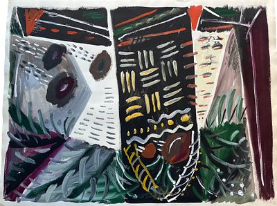 Калаушин Борис Матвеевич (1929 — 1999). Композиция с цветами и свёклой. 1979. Бумага, гуашь. 50 