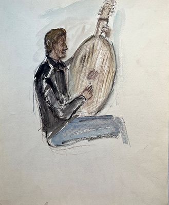 [Из коллекции семьи художника] Лабас Александр Аркадьевич (1900 — 1983). Татлин с бандурой. Из 
