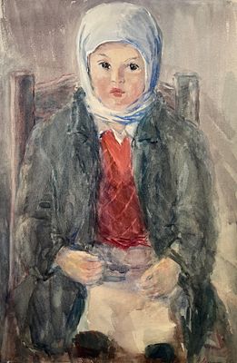 Лапшин Николай Иустинович (1905 — 2003). Девочка. 1935. Бумага, акварель. 49 &times; 32 см. В правом 