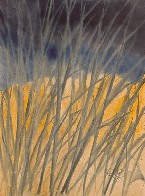 [Нонконформизм] Лепин Анатолий Васильевич (1944 — 2014). Лопатино. 1982. Бумага, акварель. 48 &times; 