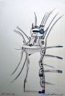 [серия: Коллажи] Ливанов Александр Андреевич (род. 1938). Насекомец. 2002. Бумага, коллаж 