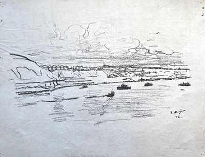 Митурич Пётр Васильевич (1887 — 1956). Волга. Устье реки. 1946. Бумага, литография. 30 &times; 39 см. 