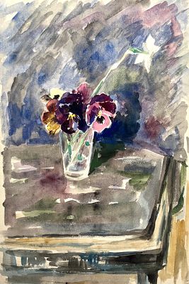 Мюльгаупт Лев Ричардович (1900 — 1986). Анютины глазки. 1970-е гг. Бумага, акварель. 47 &times; 31 