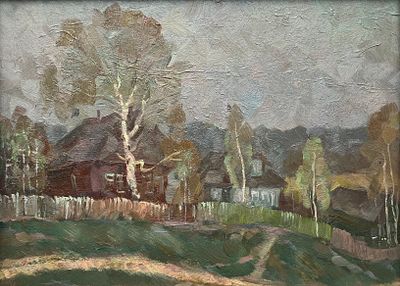 Неизвестный художник. Пейзаж. Без даты. Оргалит, масло. Размер изображения: 26 &times; 36 см. Размер 