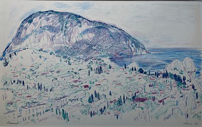 Никиреев Станислав Михайлович (1932 — 2007). Гурзуф. 1969. Бумага, цветные карандаши. Размер 
