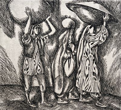 Павлов Вячеслав Иванович (1934 — 2004). На базар. 1967. Бумага, офорт. Размер изображения: 23 &times; 