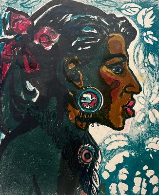 Райская Мария Ивановна (1900 — 1978). Портрет. Без даты. Бумага, цветная литография. Размер 