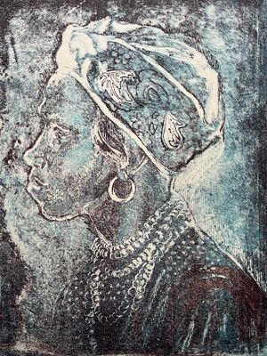Райская Мария Ивановна (1900 — 1978). Профиль. Без даты. Бумага, цветная литография. Размер 