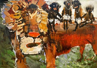 Савлаев Сергей Борисович (род. 1967). Лев Бонифаций. Без даты. Картон, масло. 48 &times; 67 см. Сергей 