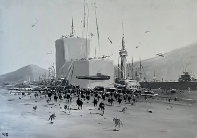 Батынков Константин Александрович (род. 1959). Судоремонтный завод. 2007. Холст, акрил. 50 &times; 70 