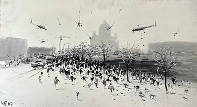 Батынков Константин Александрович (род. 1959). Набег. 2007. Холст, акрил. 50 &times; 90 см. В левом 