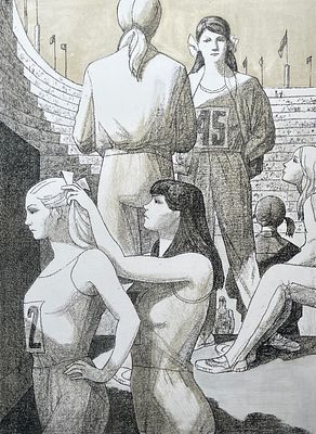 Власов Василий Адрианович (1905 — 1979). Перед забегом. 1974. Бумага, литография. Размер 