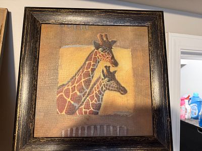 Giraffe Wall Hanging Picture. Giraffe Wall Hanging Painting with wood frame; 15" x 15"