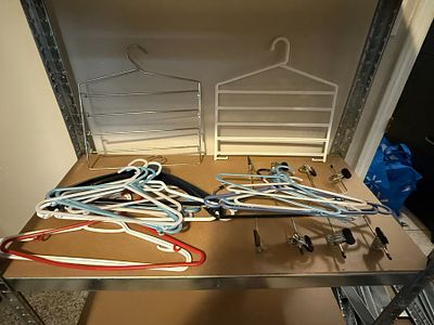Variety of Clothes Hangers: small - large including pant/skirt hanger
