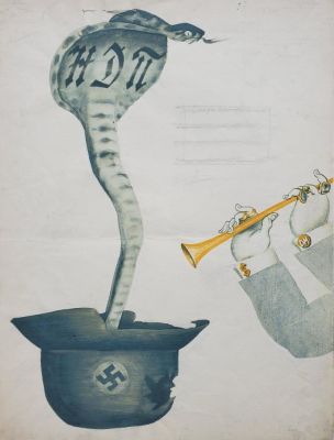 Нелюбин Федор Федорович - &laquo;Побудки нацизма&raquo;. оригинал-макет плаката, 56х43 см, 1968 