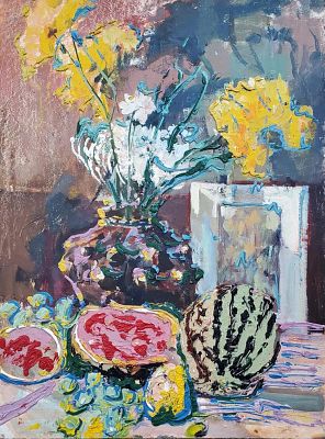 Коровяков Александр Петрович - Натюрморт с арбузом. Аукцион: Аукцион № 35, часть 3 Основа: оргалит 