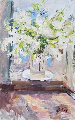 Коровяков Александр Петрович - Черёмуха на окне. Аукцион: Аукцион № 35, часть 3 Основа: оргалит 