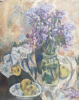 Румянцева Капитолина Алексеевна - Натюрморт с лиловыми цветами. Аукцион: Аукцион № 35, часть 3 
