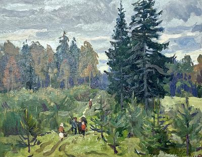 Грушко Абрам Борисович - Две ели. Аукцион: Аукцион № 35, часть 3 Основа: картон Техника: 