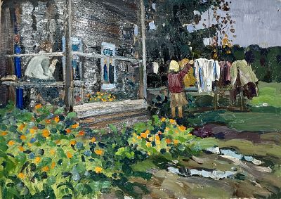 Еремин Алексей Григорьевич - Крыльцо старого дома. Аукцион: Аукцион № 35, часть 3 Основа: картон 