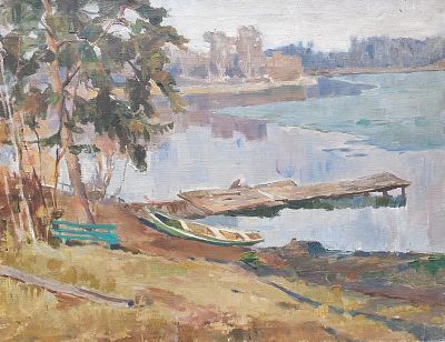 Гуляев Александр Георгиевич - Мостки на реке Сенеж. Аукцион: Аукцион № 35, часть 3 Основа: холст 