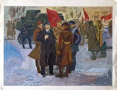Решетников Олег Михайлович - Ленин у броневика. Аукцион: Аукцион № 36, часть 2 Основа: бумага 