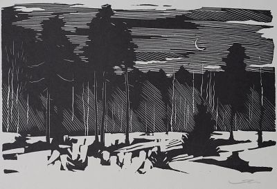 Ушин Андрей Алексеевич - Ночной лес. Аукцион: Аукцион № 37, часть 1 Основа: бумага Ширина: 30.5 