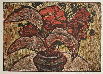 Слыщенко Виктор Сергеевич - Красные цветы в горшке. Аукцион: Аукцион № 37, часть 2 Основа: бумага 