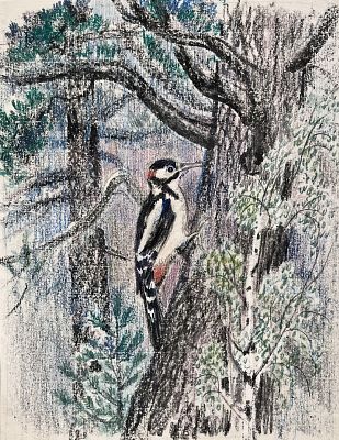 Бутрова Мария Николаевна - Дятел. Аукцион: Аукцион № 37, часть 2 Основа: бумага Оформление: 