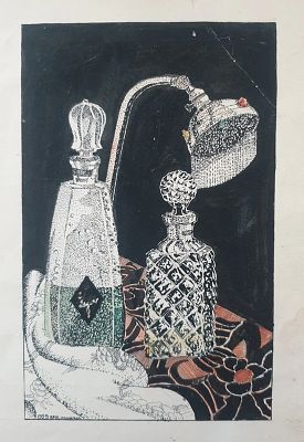 Н.Х. - Натюрморт с лампой и хрустальными графинами. Аукцион: Аукцион № 37, часть 2 Основа: бумага 