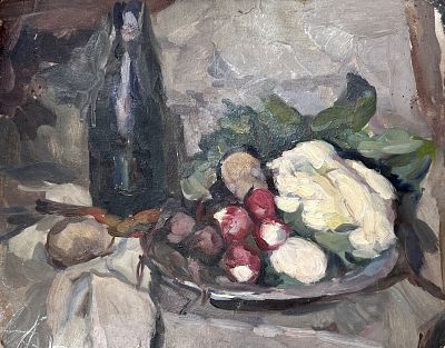 Поварова Валентина Петровна - Натюрморт с редисом. Аукцион: Аукцион № 37, часть 3 Основа: картон 